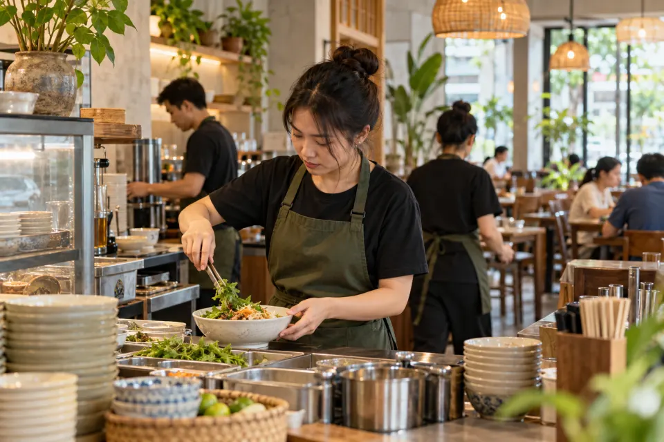 Ảnh minh họa nhân viên phục vụ trong nhà hàng F&B