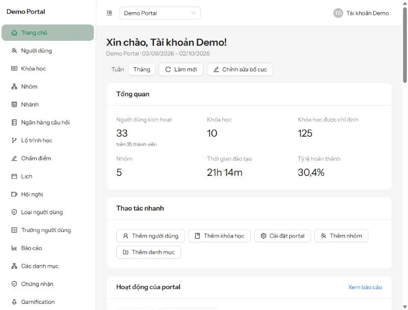 Ảnh giao diện mẫu của phần mềm đào tạo Mstar LMS