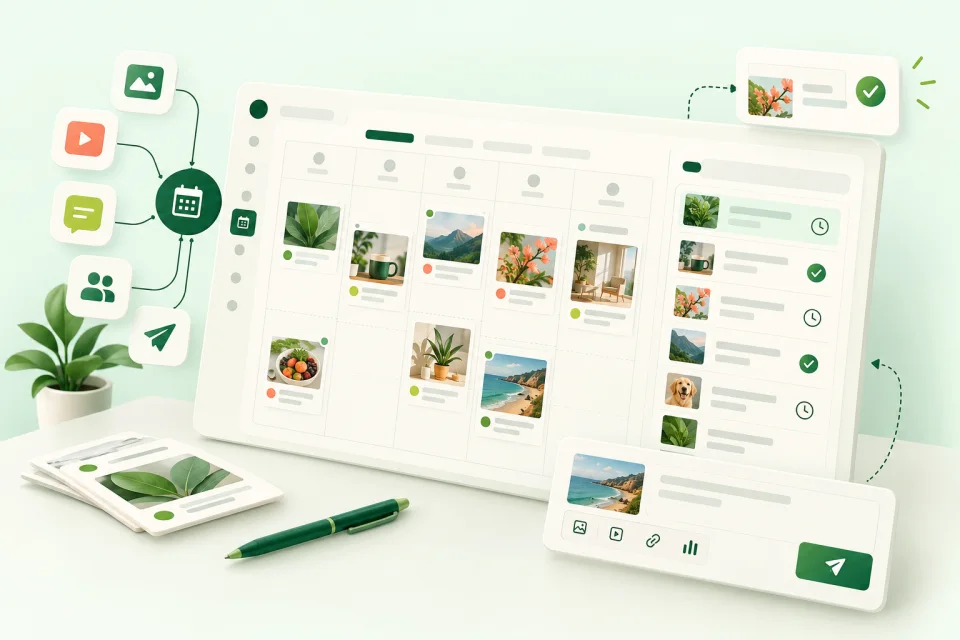 Minh họa lịch đăng bài của Mstar SocialHub